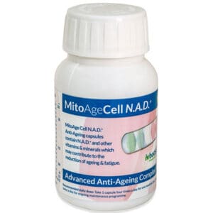 mitoagecell nad+ advanced anti-ageing capsules bottle