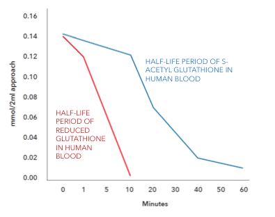 graph about half-life period of s-acetyl glutathione in human blood