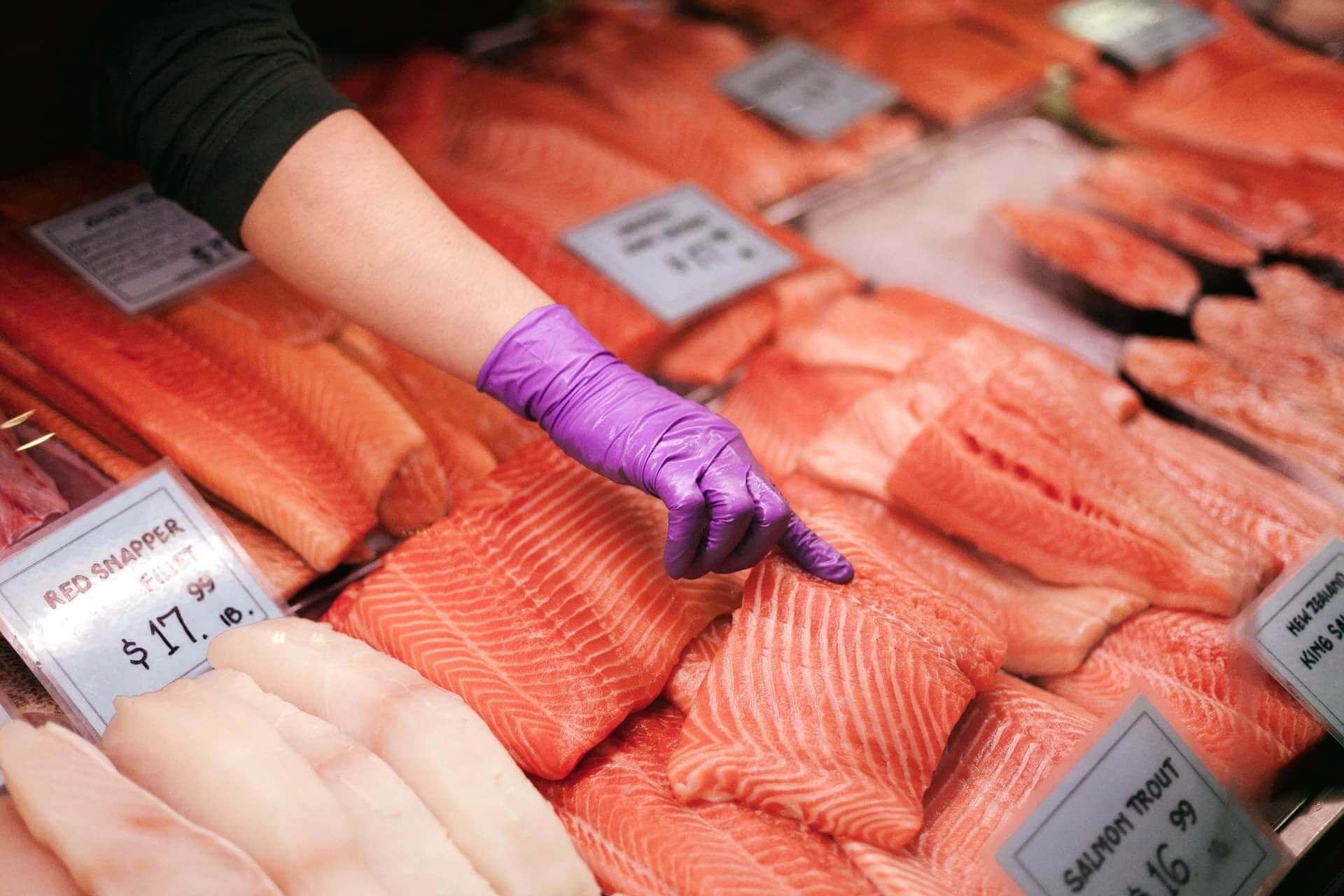 Salmon Being Sold at Fish Market